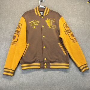 Crooks & Castles Varsity Jacket Men's Medium Fleece Brown Orange Ruling Elite